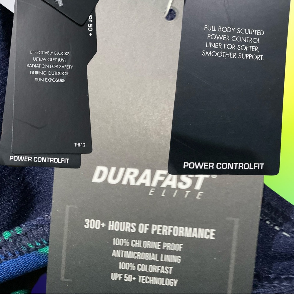 TYR Durafast Elite UPF 50 One Piece Swimsuit Blue Green Size 8 NWT - Picture 8 of 11